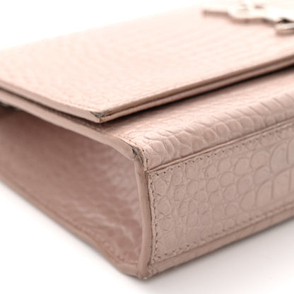 Saint Laurent Calfskin Crocodile Embossed Medium Classic Monogram Kate Tassel Satchel Powder Pink 9 of 16