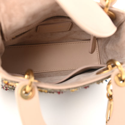Christian Dior Calfskin Beaded Mini Lady Dior Beige Multicolor 5 of 11