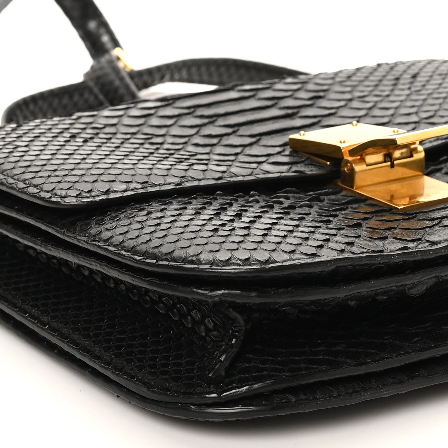 Celine Snakeskin Medium Classic Box Flap Bag Black 14 of 21