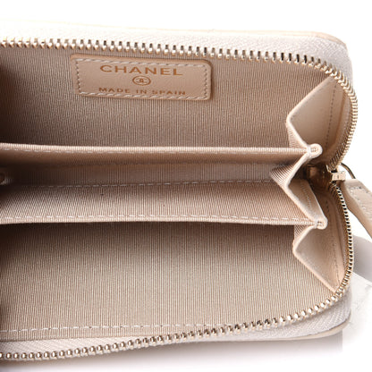 Chanel Lambskin Quilted Chanel 19 Zip Around Coin Purse Wallet Beige 3 of 3