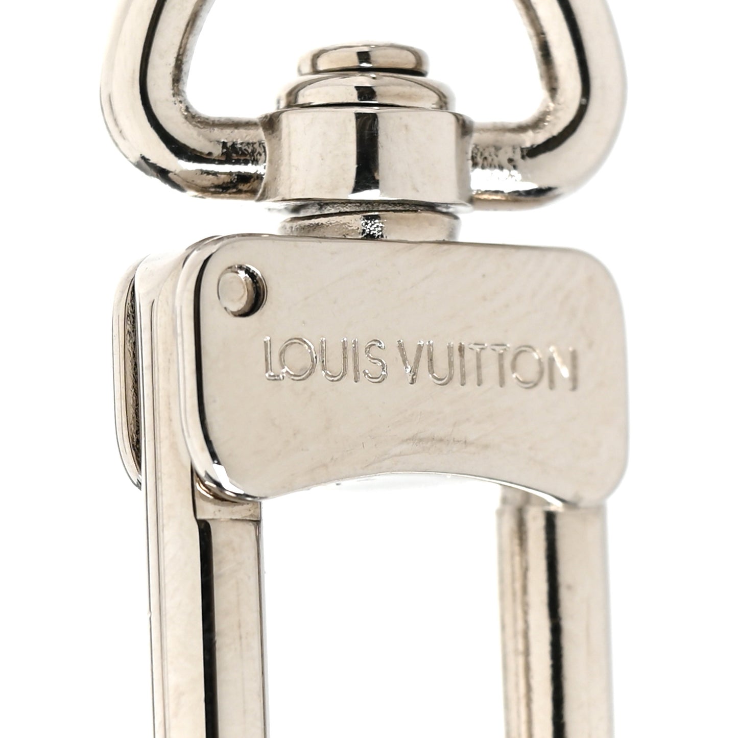 Metal Palladiium Finish LV Initiales Bag Charm Key Holder Silver