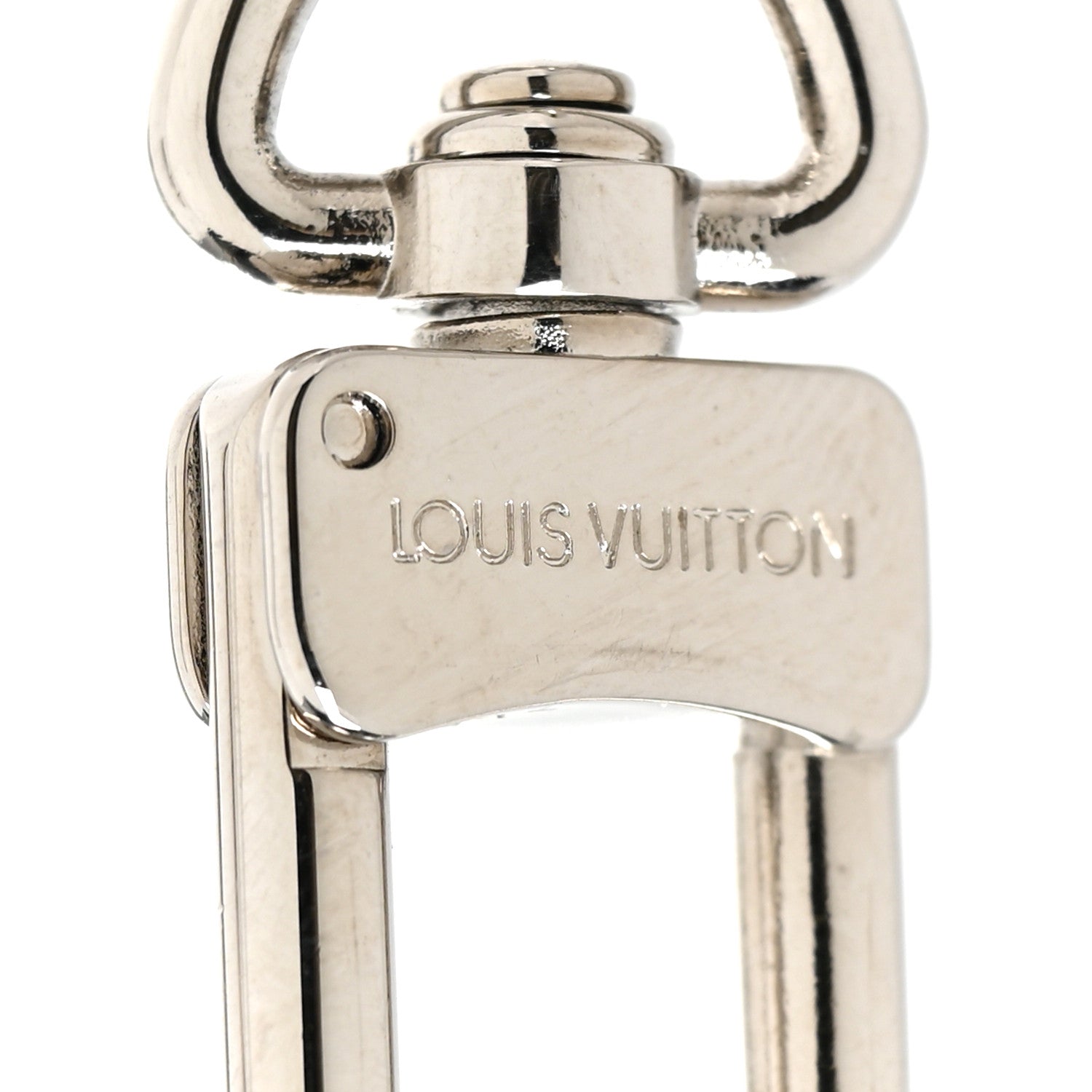Louis Vuitton Metal Palladiium Finish LV Initiales Bag Charm Key Holder Silver 3 of 4