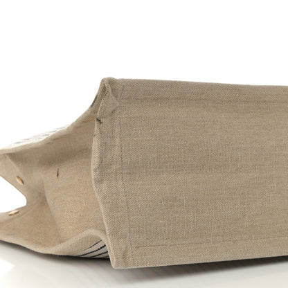 Saint Laurent Embroidered Cotton Linen Rive Gauche Noe Tote Natural Black 9 of 14