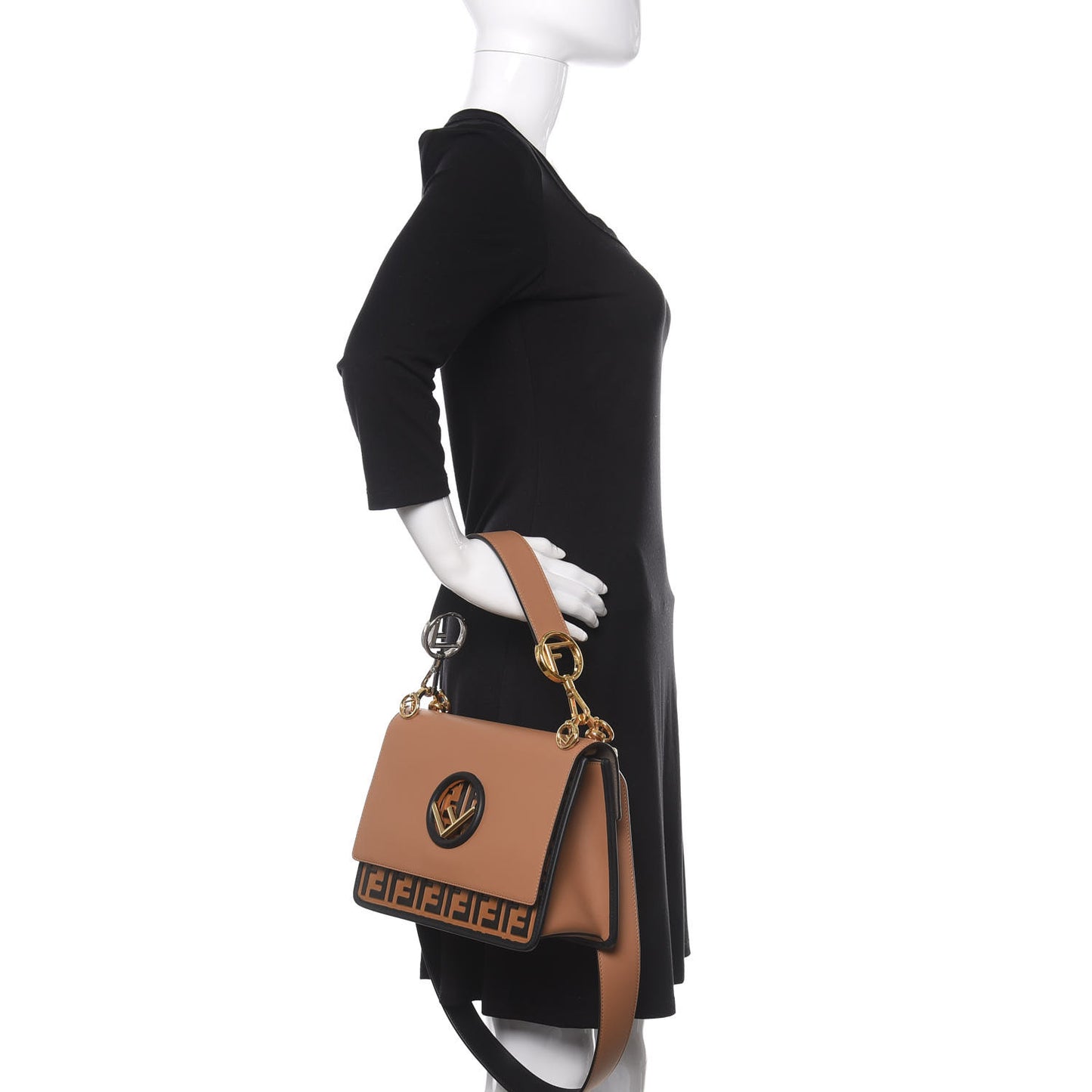 Vitello Century F is Fendi FF Embossed Kan I Shoulder Bag Orzo Tobacco