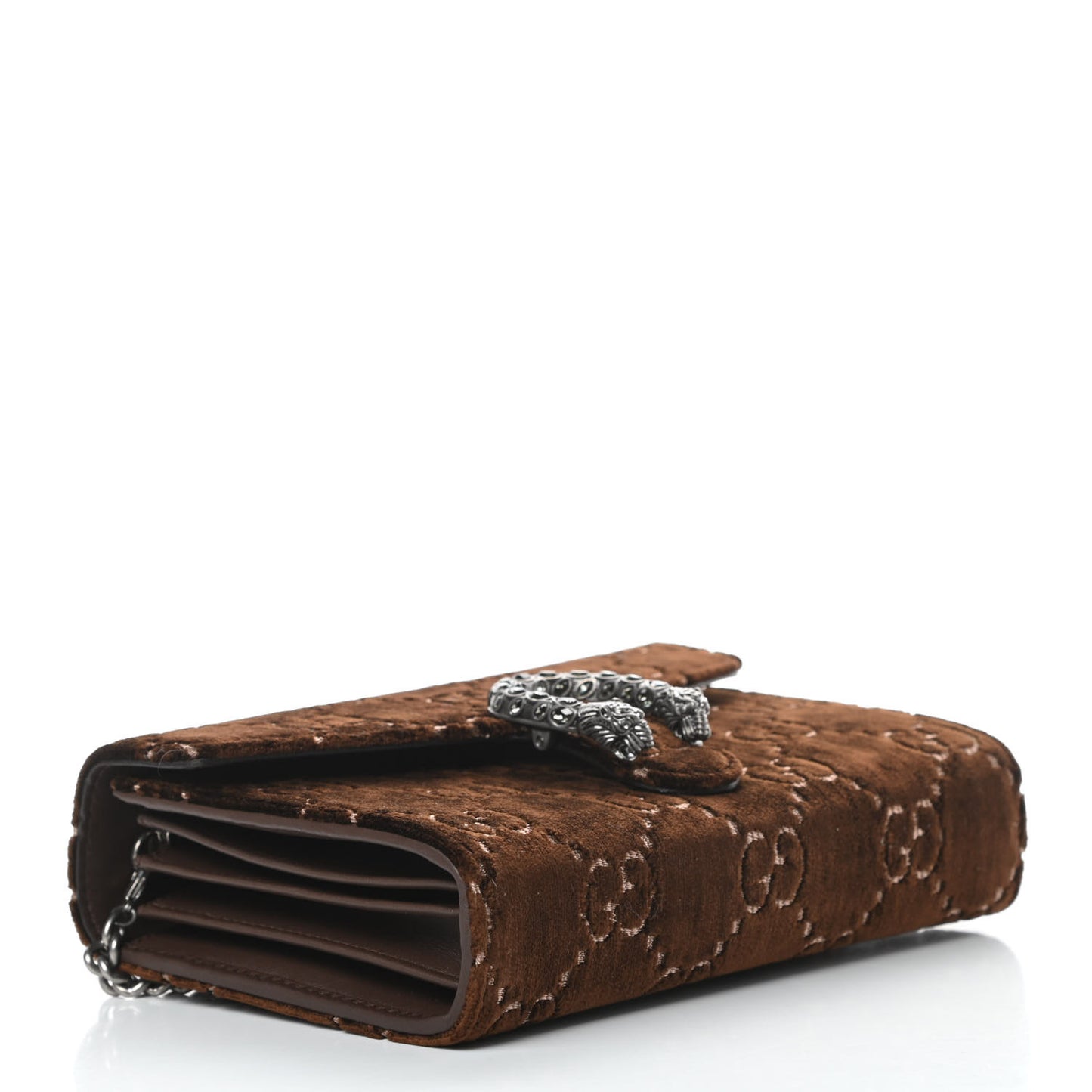 Velvet GG Monogram Mini Dionysus Chain Wallet Brown
