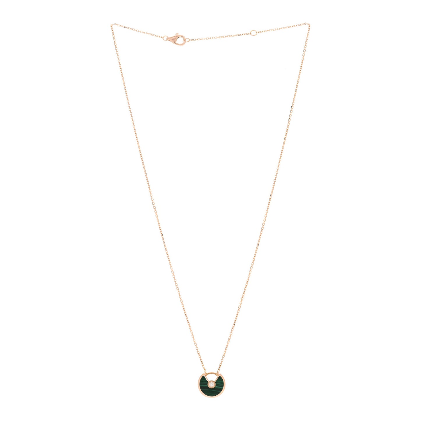 18K Pink Gold Diamond Malachite XS Amulette de Cartier Pendant Necklace