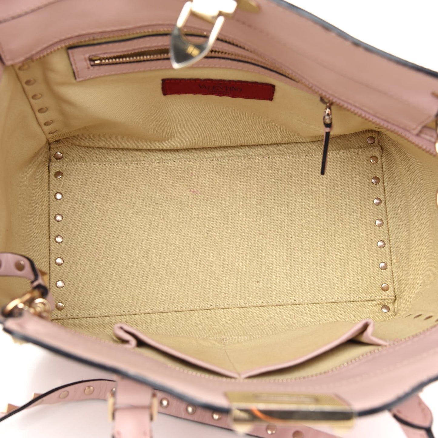 Vitello Small Rockstud Double Handle Tote Water Rose