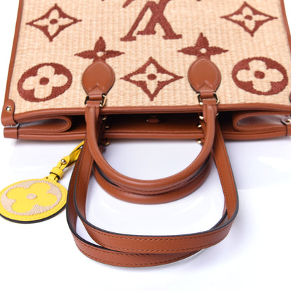 Louis Vuitton Raffia Calfskin Monogram Giant Onthego MM Tan 13 of 13
