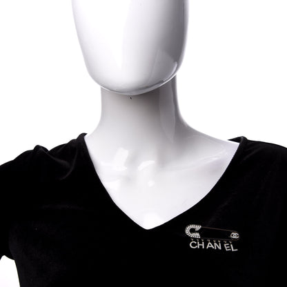 Chanel Crystal Safety Pin Brooch Silver 2 of 5