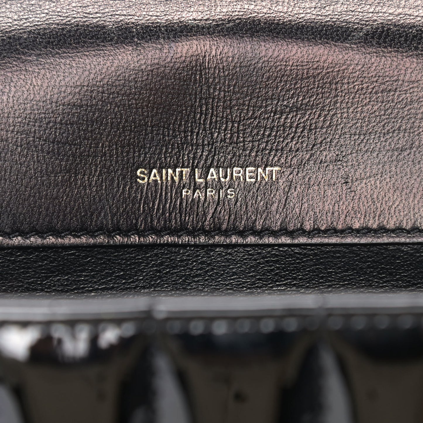 Patent Matelasse Monogram Large Vicky Chain Bag Black
