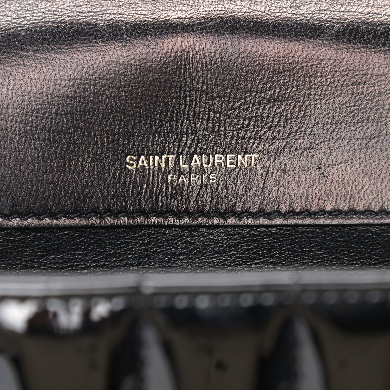 Saint Laurent Patent Matelasse Monogram Large Vicky Chain Bag Black 8 of 15