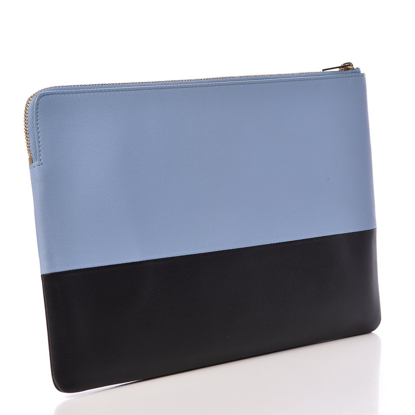 Smooth Lambskin Bi-Color Solo Clutch Pouch Blue Black