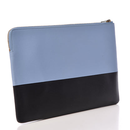 Celine Smooth Lambskin Bi-Color Solo Clutch Pouch Blue Black 3 of 10