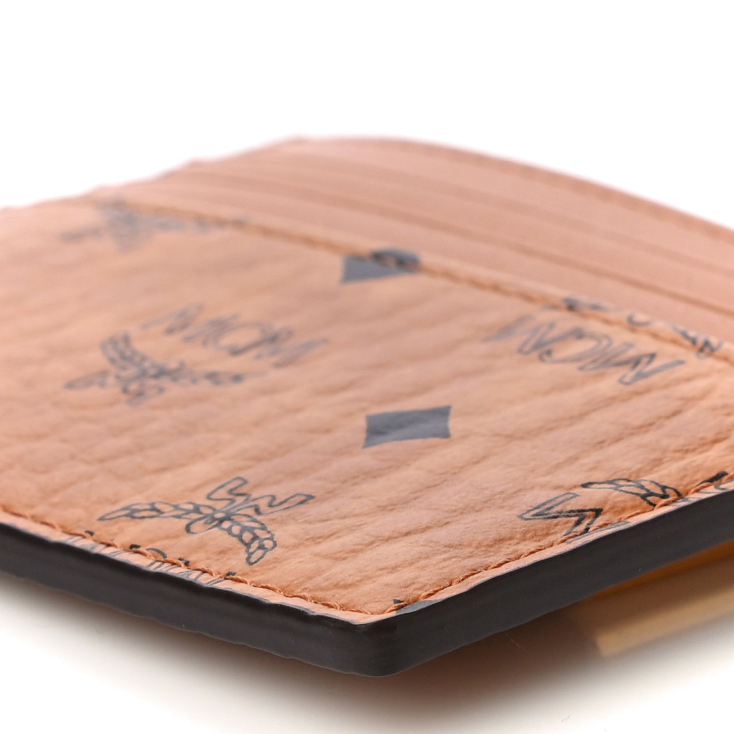 Calfskin Visetos Card Holder Money Clip Cognac
