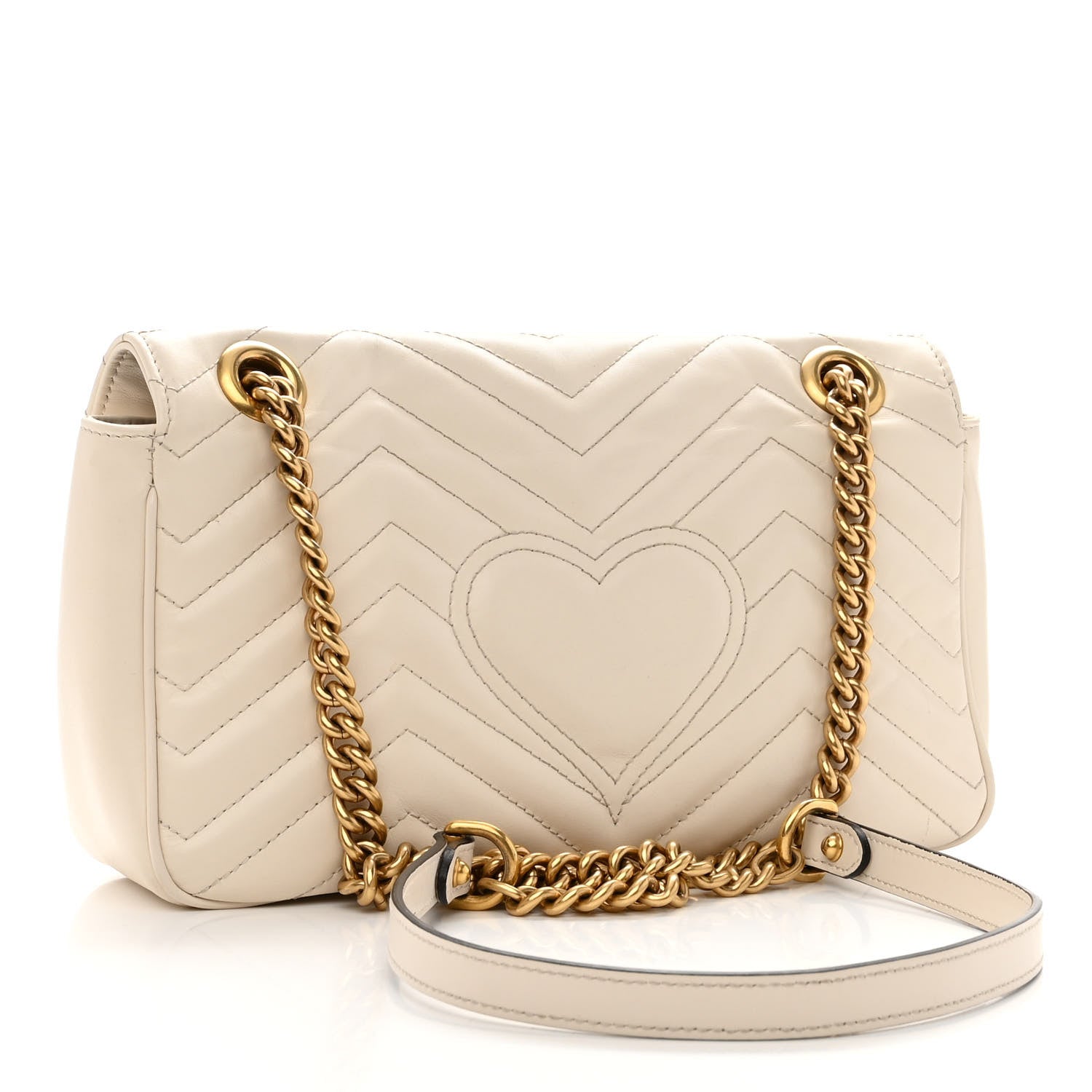 Gucci Calfskin Matelasse Small GG Marmont Shoulder Bag White 3 of 14