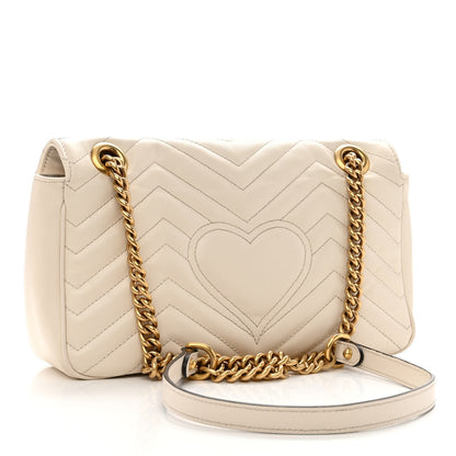 Gucci Calfskin Matelasse Small GG Marmont Shoulder Bag White 3 of 14