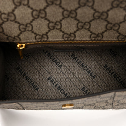 Balenciaga X GUCCI GG Supreme Monogram Small Hourglass Top Handle Bag Beige Ebony 5 of 9