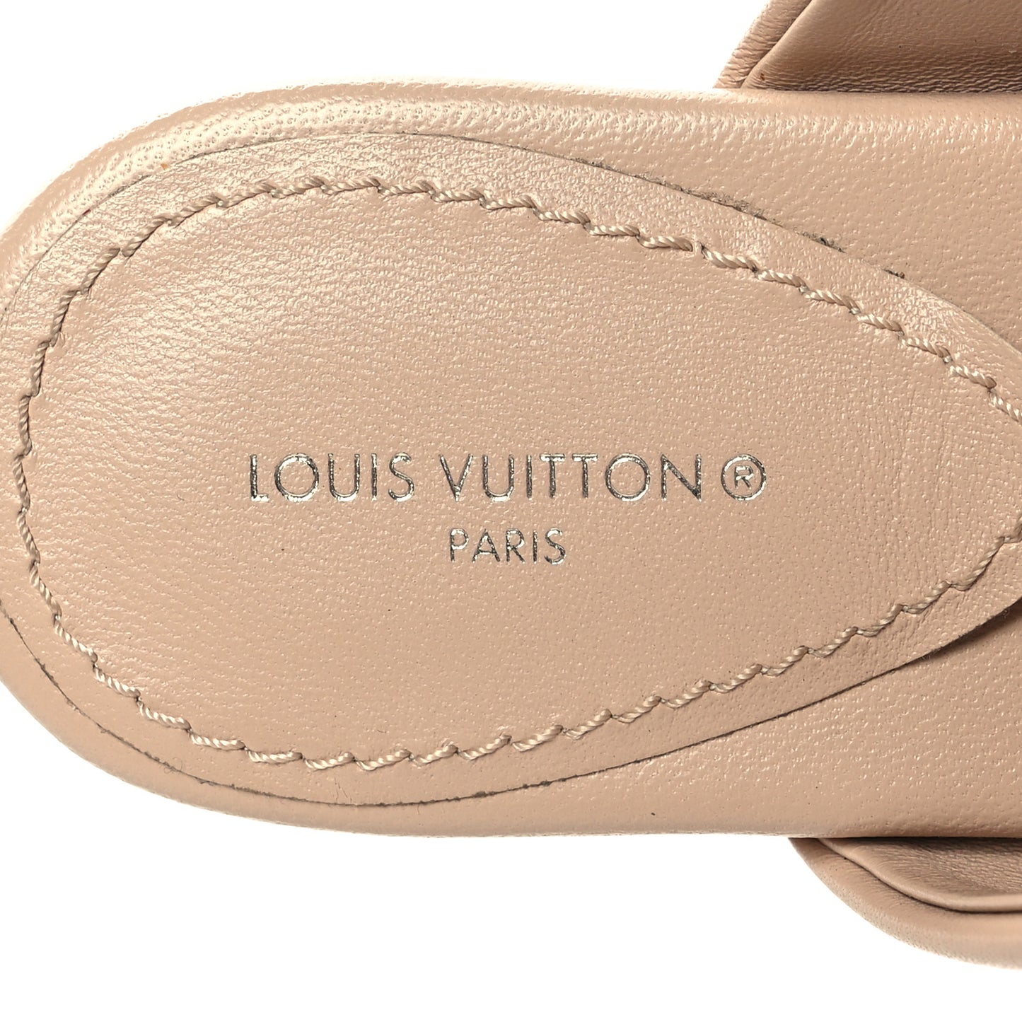 Lambskin Embossed Monogram Drapy Flat Thong Sandal 36 Beige