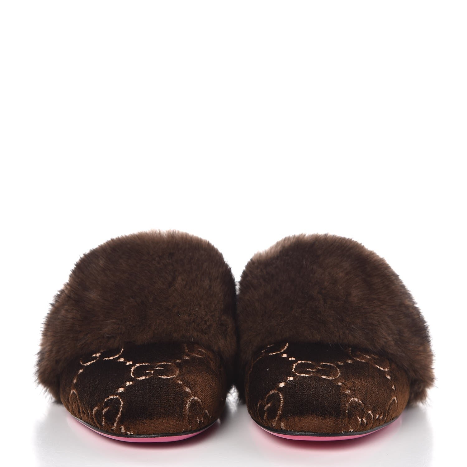 Gucci Mink Velvet GG Monogram Candy Mules 37.5 Scan Brown Brown 2 of 9