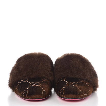 Gucci Mink Velvet GG Monogram Candy Mules 37.5 Scan Brown Brown 2 of 9