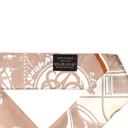 Hermes Silk Ex-Libris Twilly Beige White Caramel 4 of 6