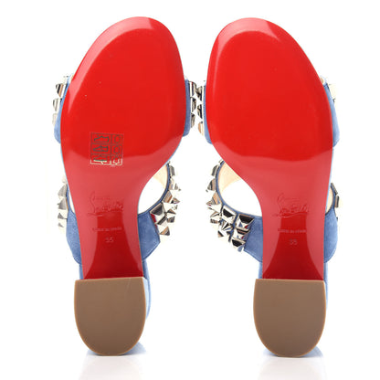 Christian Louboutin Suede Studded Tina Goes Mad 55 Slide Sandals 35 Version Jeans 6 of 10