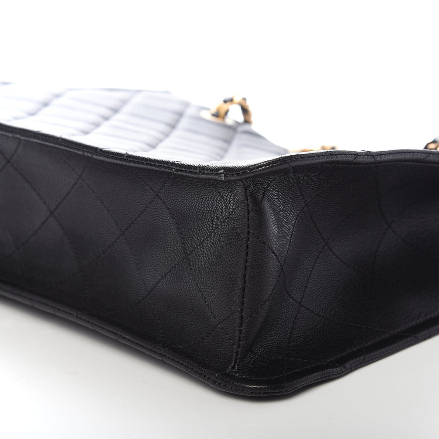 Caviar Quilted Sweet Classic Shopping Tote Black