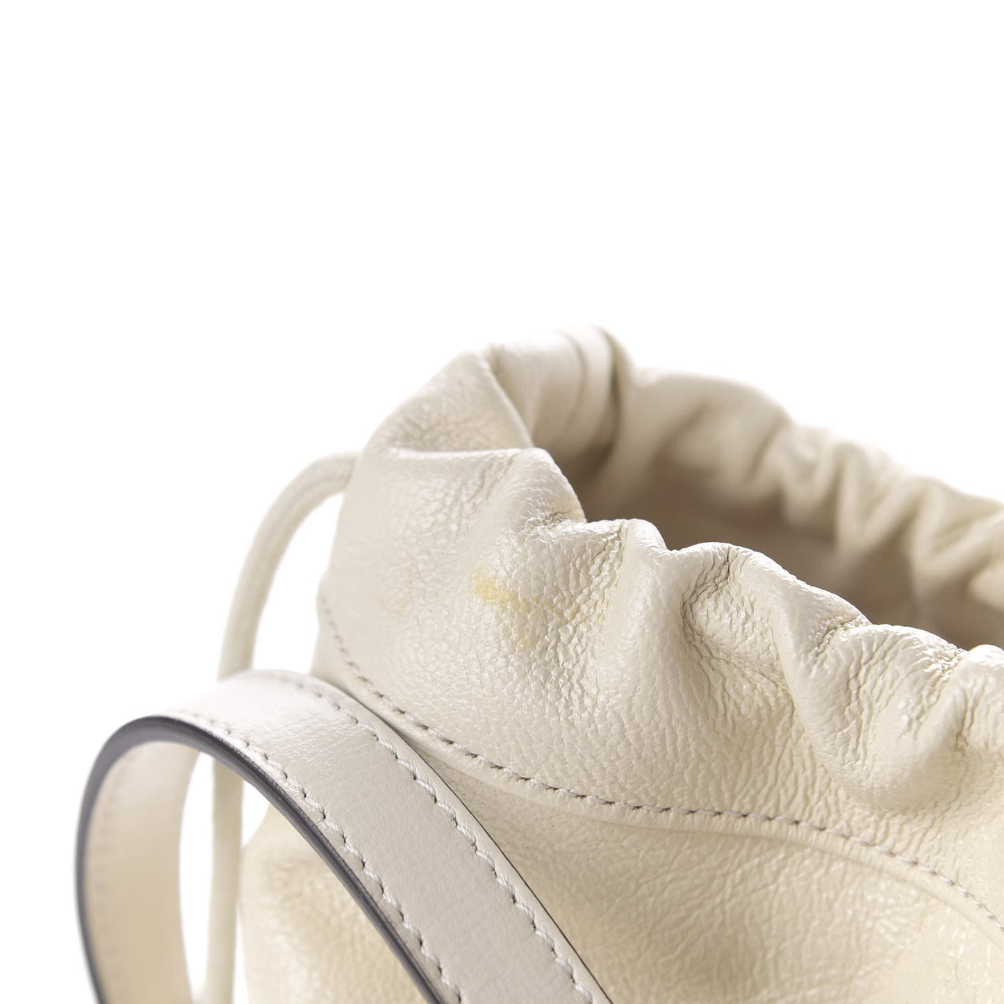 Azalea Sakai Calfskin Horsebit 1955 Drawstring Bucket Bag Mystic White