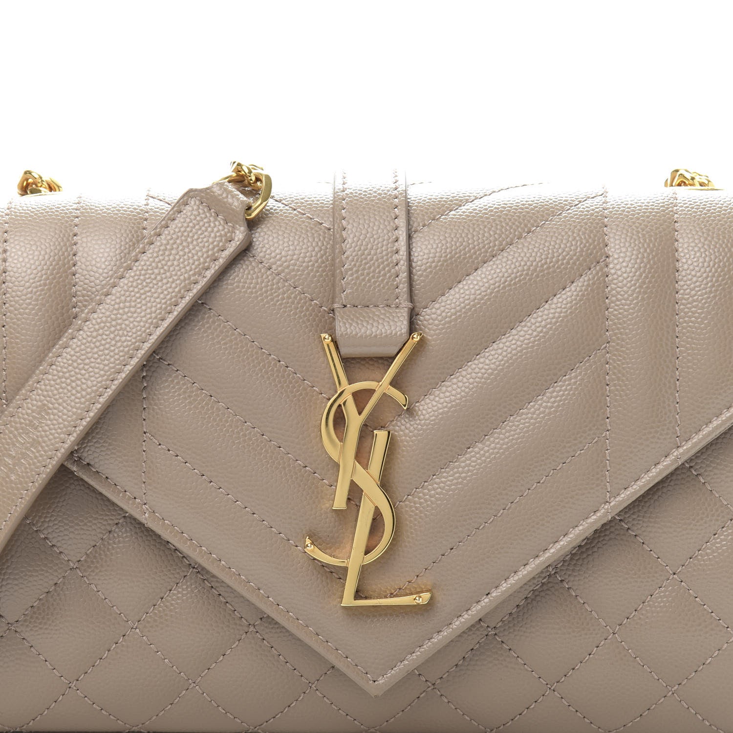 Saint Laurent Grain De Poudre Textured Mixed Matelasse Triquilt Small Monogram Satchel Dark Beige 10 of 10