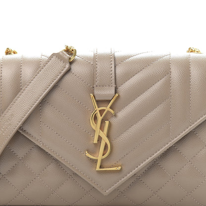 Saint Laurent Grain De Poudre Textured Mixed Matelasse Triquilt Small Monogram Satchel Dark Beige 10 of 10