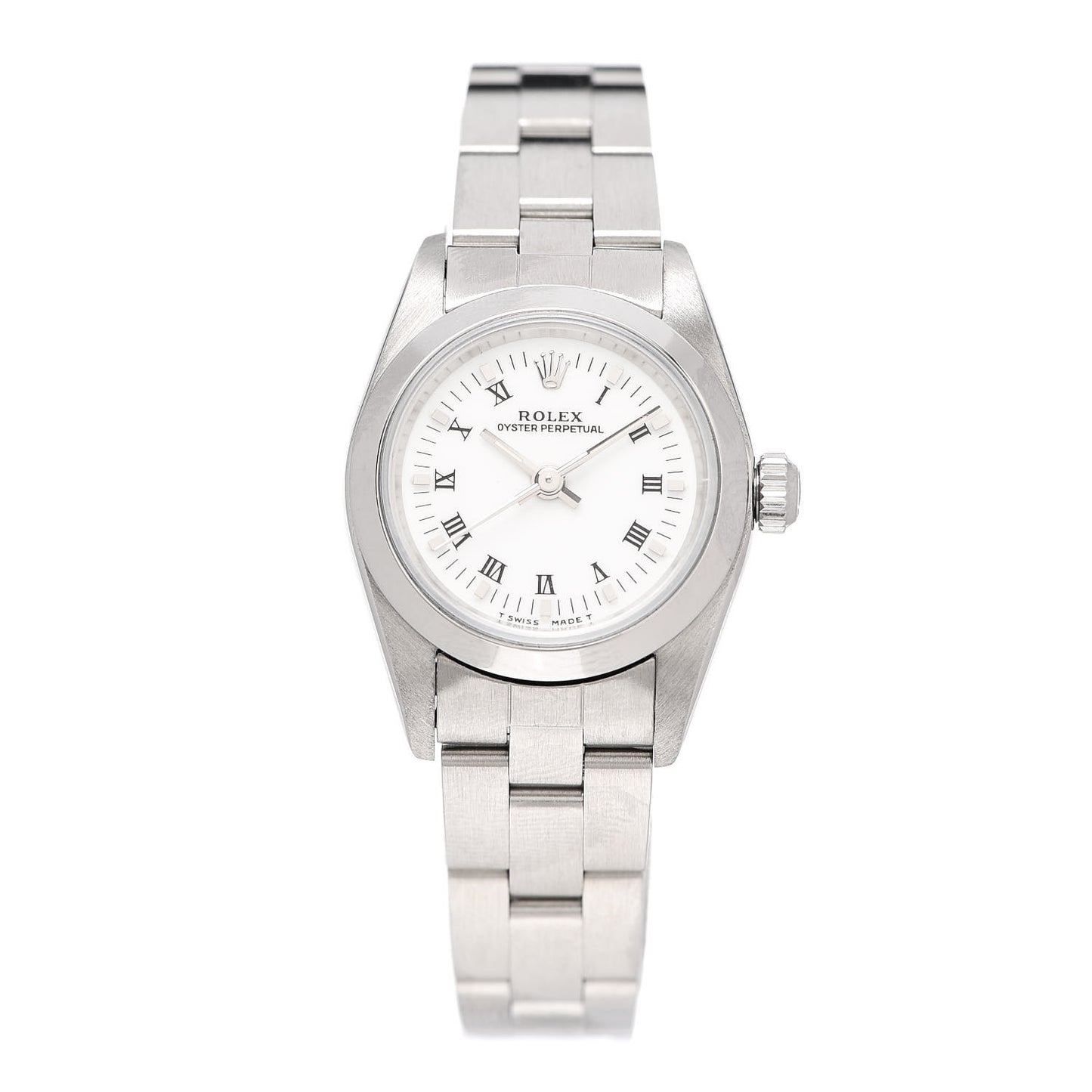 Stainless Steel 24mm Oyster Perpetual Watch White Roman 76080
