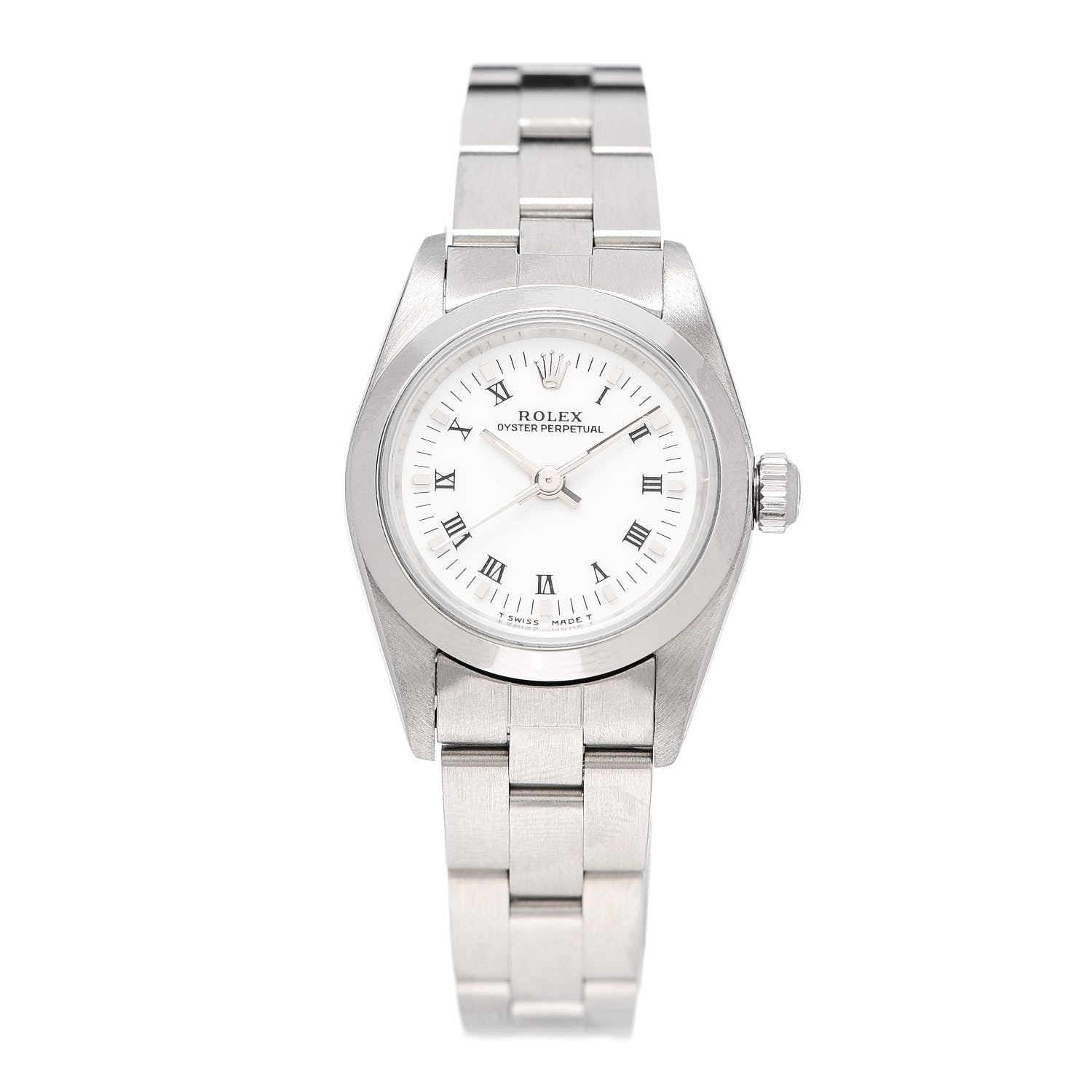 Rolex Stainless Steel 24mm Oyster Perpetual Watch White Roman 76080 1 of 5