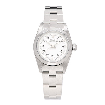Rolex Stainless Steel 24mm Oyster Perpetual Watch White Roman 76080 1 of 5