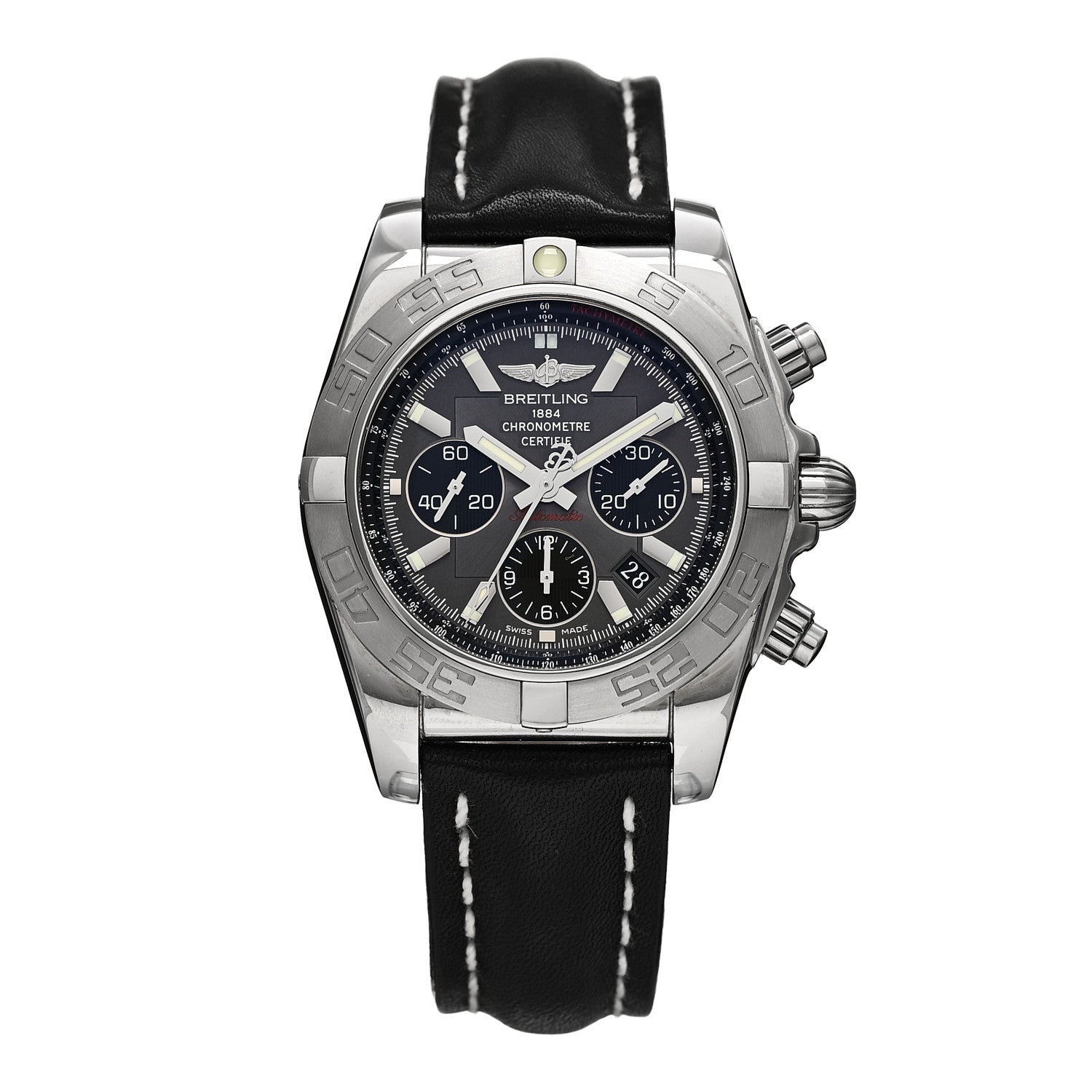 Breitling Stainless Steel Calfskin 44mm Chronomat Patrouille De France Automatic Watch Grey AB0110 1 of 5
