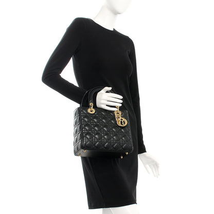Christian Dior Lambskin Cannage Medium Lady Dior Black 3 of 8