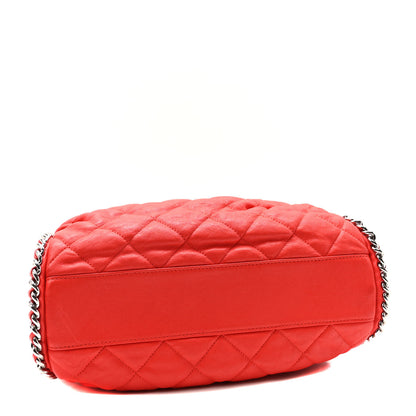 Chanel Washed Lambskin Chain Around Hobo Red 4 of 10