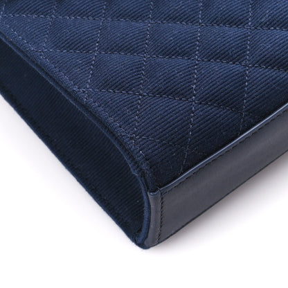 Saint Laurent Canvas Calfskin Mixed Matelasse Triquilt Medium Monogram Satchel Deeply Blue 10 of 11