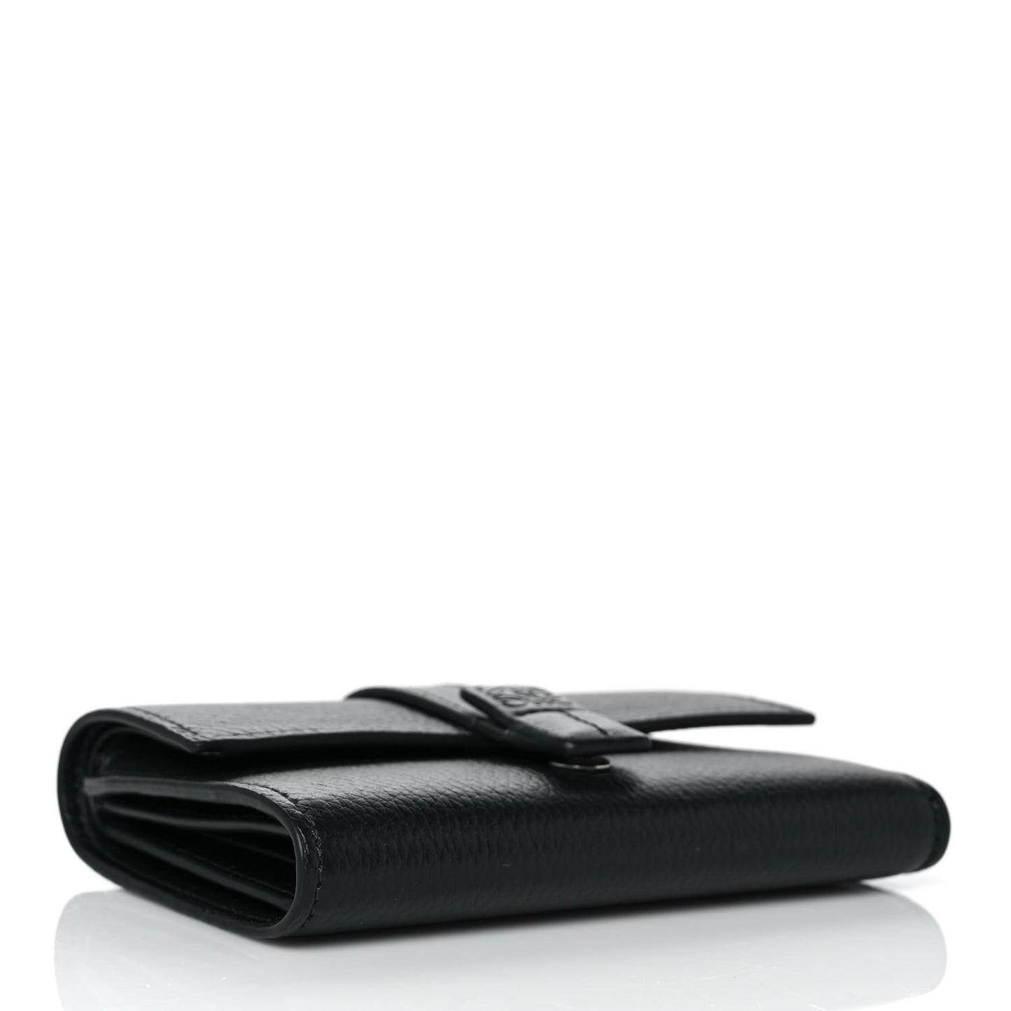 Grained Calfskin Small Vertical Wallet Black