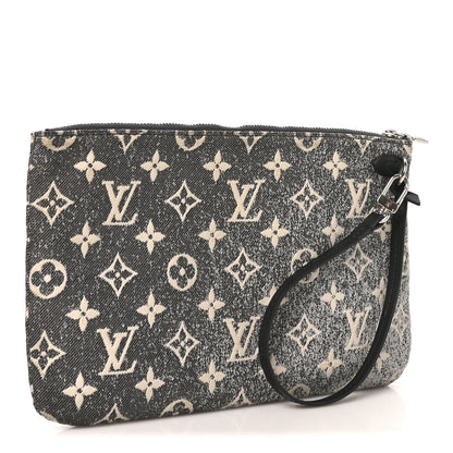 Louis Vuitton Denim Monogram Jacquard Neverfull MM GM Pochette Gray 3 of 8