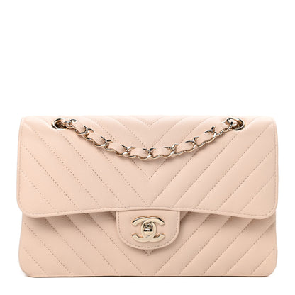 Chanel Caviar Chevron Quilted Small Double Flap Beige 1 of 10