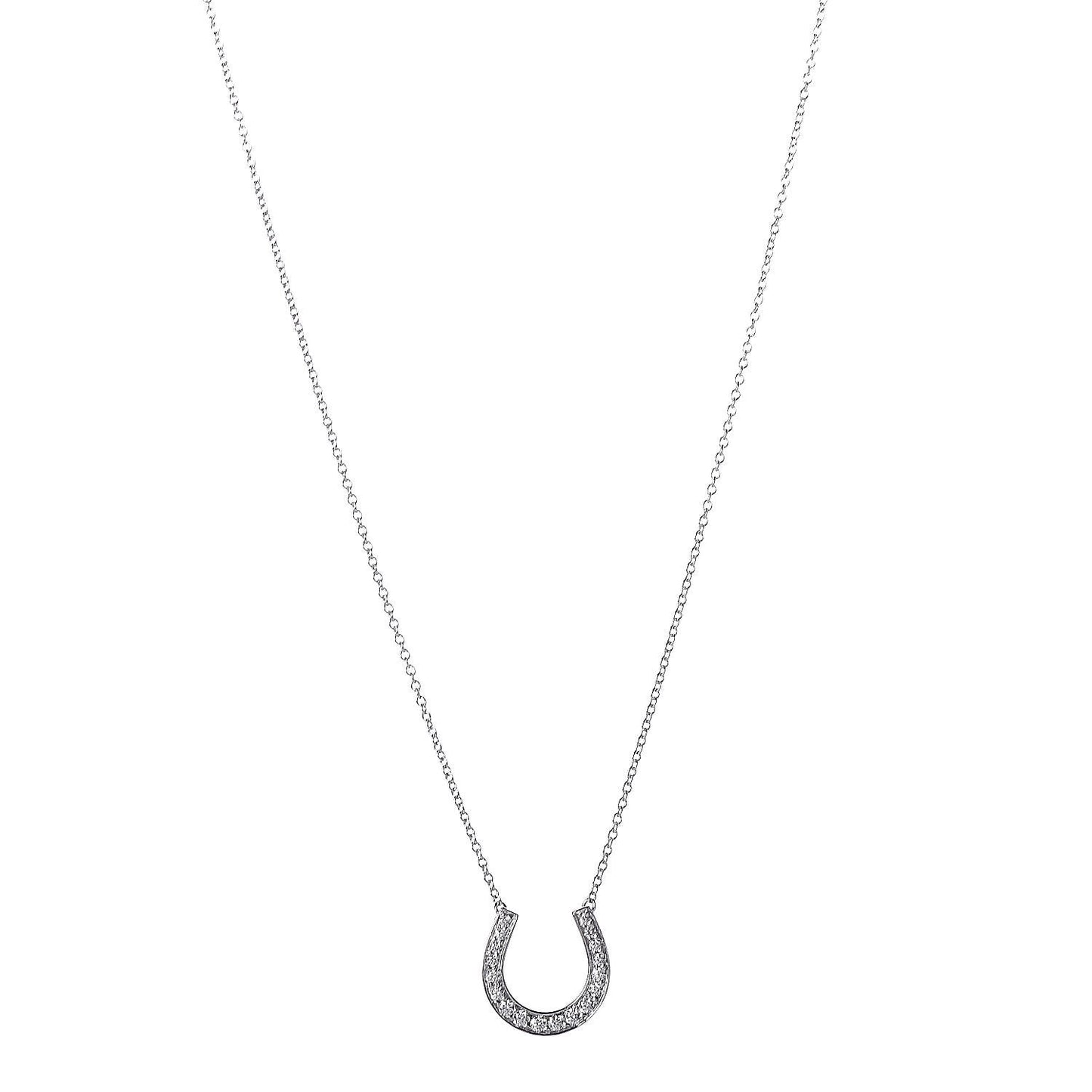 Platinum Diamond Horseshoe Pendant Necklace