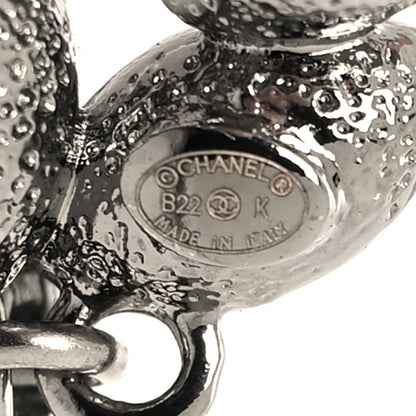 Chanel Crystal Sparkling Wheat CC Drop Earrings Silver 4 of 5
