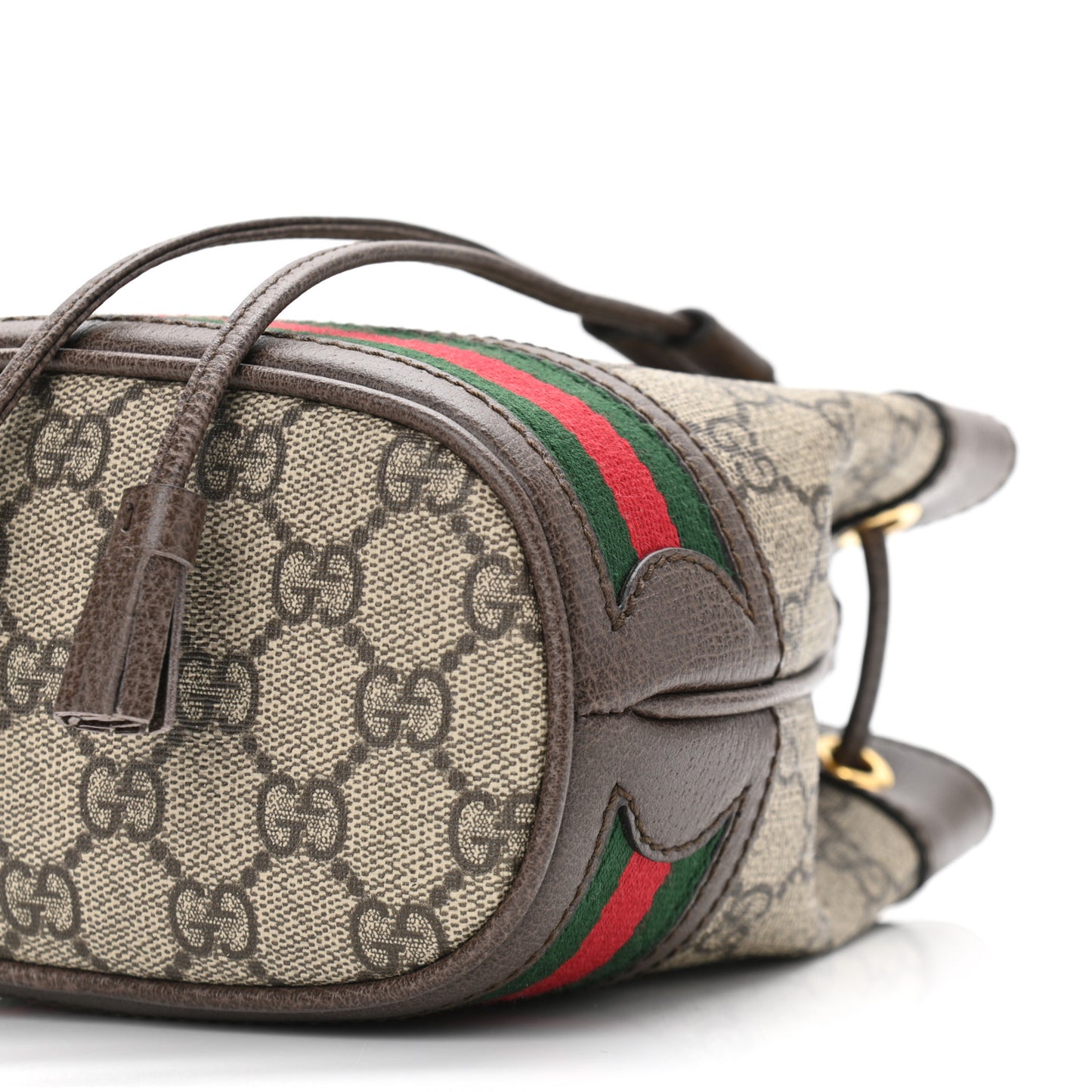 GG Supreme Monogram Web Mini Ophidia Bucket Bag Brown