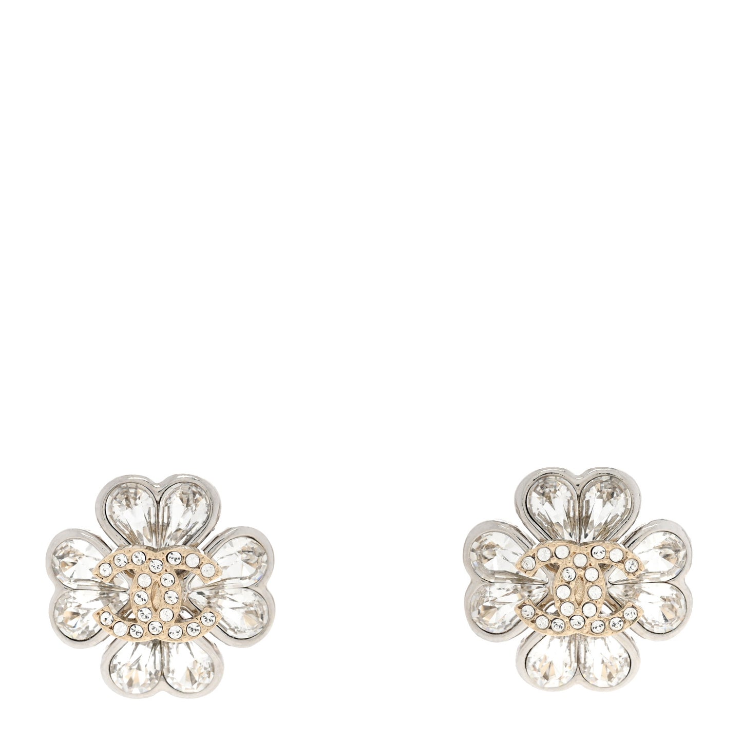 Crystal CC Clover Earrings Gold
