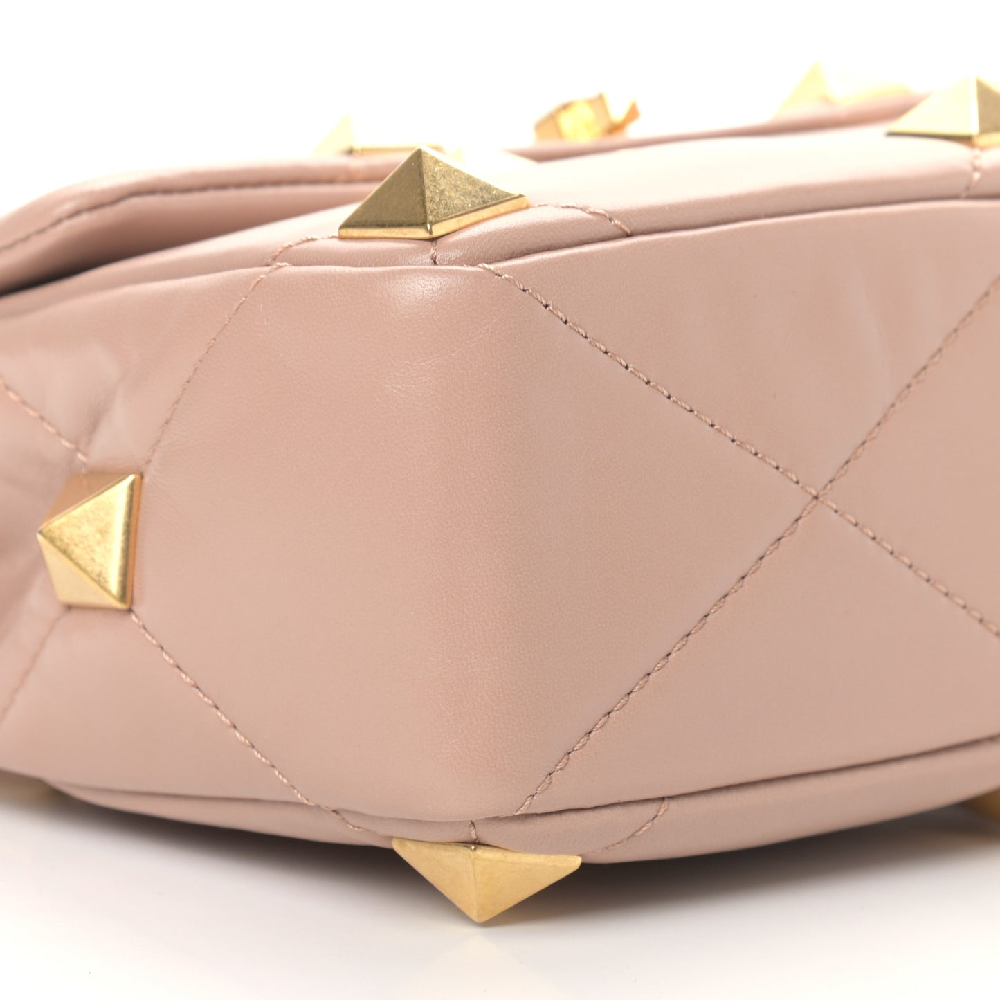 Nappa Medium Roman Stud Shoulder Bag Rose Cannelle
