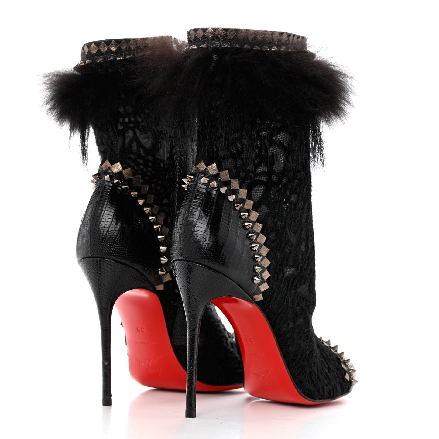 Lace Calf Hair Lizard Tootsie 100 Booties 39 Black Multicolor