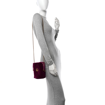 Gucci Velvet Matelasse Mini GG Marmont 2.0 Bucket Bag Fuchsia Violet Cyclamen 2 of 11