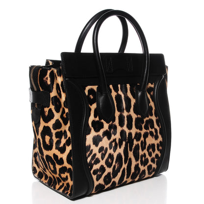 Celine Leopard Pony Hair Mini Luggage Black 3 of 8