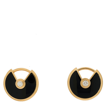 Cartier 18K Pink Gold Diamond Black Onyx Amulette de Cartier Earrings 1 of 4