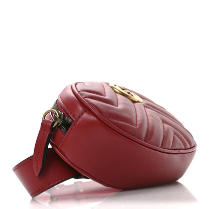 Gucci Calfskin Matelasse GG Marmont Belt Bag 85 34 Hibiscus Red 4 of 12